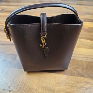 Saint Laurent Le 37 Mini Bucket Bag Dark Brown YSL Hook Strap Repair Needed